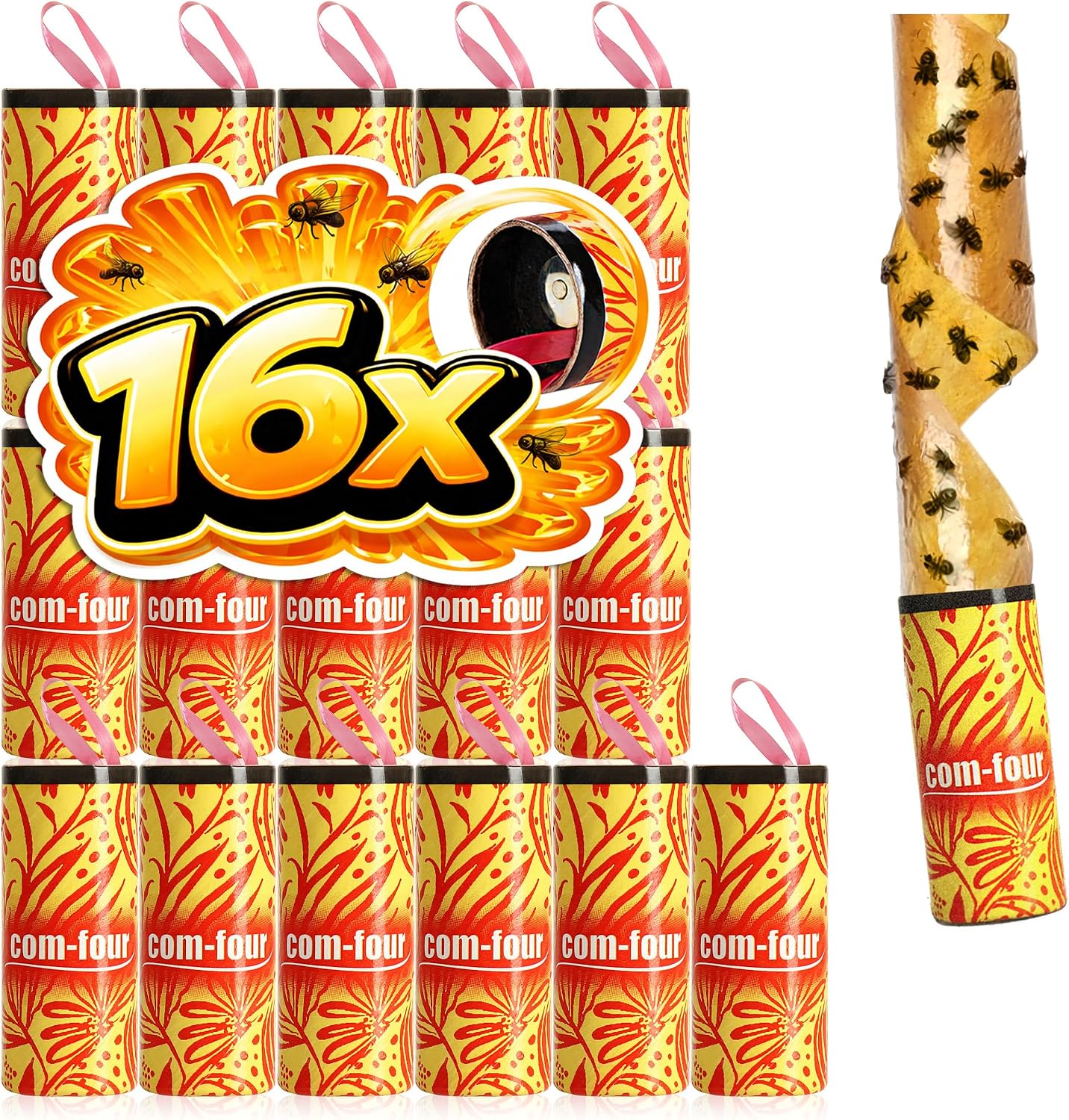 com-four® Set van 16 vliegenvangers voor binnen