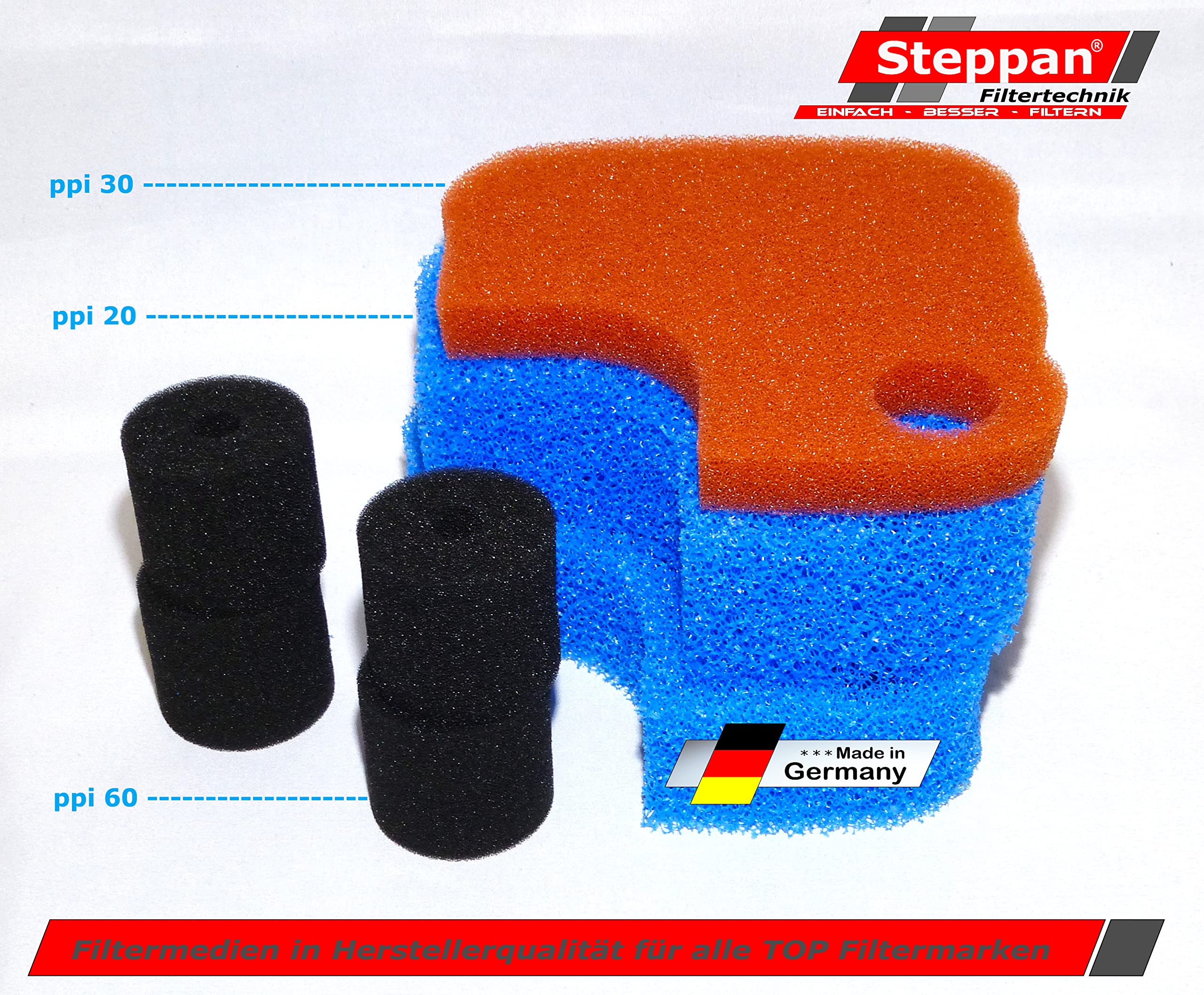 Ersatz Filterschwämme (2 x Blau 1 x Rot Plus 4 x rund Schwarz) passend für Oase Biomaster 250 und 250 Thermo
