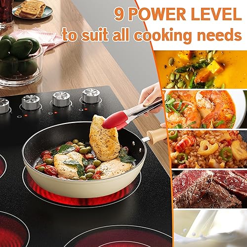 Miniatura 3 de Karinear Placa de cocina eléctrica de 36 pulgadas, 5 quemadores, control de perilla de estufa eléctrica, 9 niveles de potencia, indicador de calor