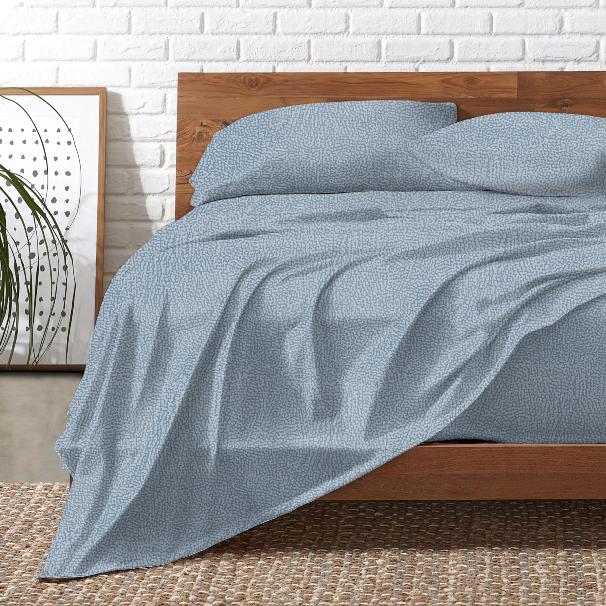hermet Cristal, Set Lenzuola Letto Matrimoniale in Cotone, 100% Cotone,Completo Letto 2 Piazze, Lenzuolo Sopra, Lenzuolo con Angoli, Coppia Federe, Avio
