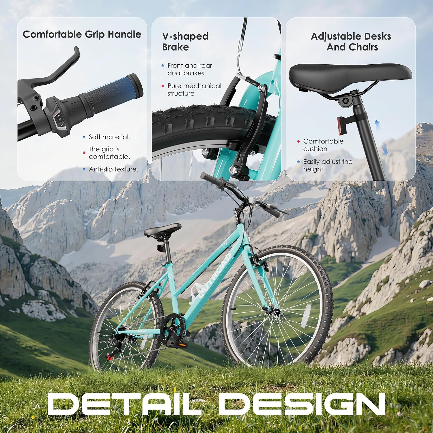 Max4out 26 inch 7-Speed Bike,Men's/Women's Cruiser Bike Commuter Bicycle Mountain Bike Hybrid Bicycle,V Brake,Metal Frame, Adult Bike (Black, White, Blue, Green, Purple, Pink)