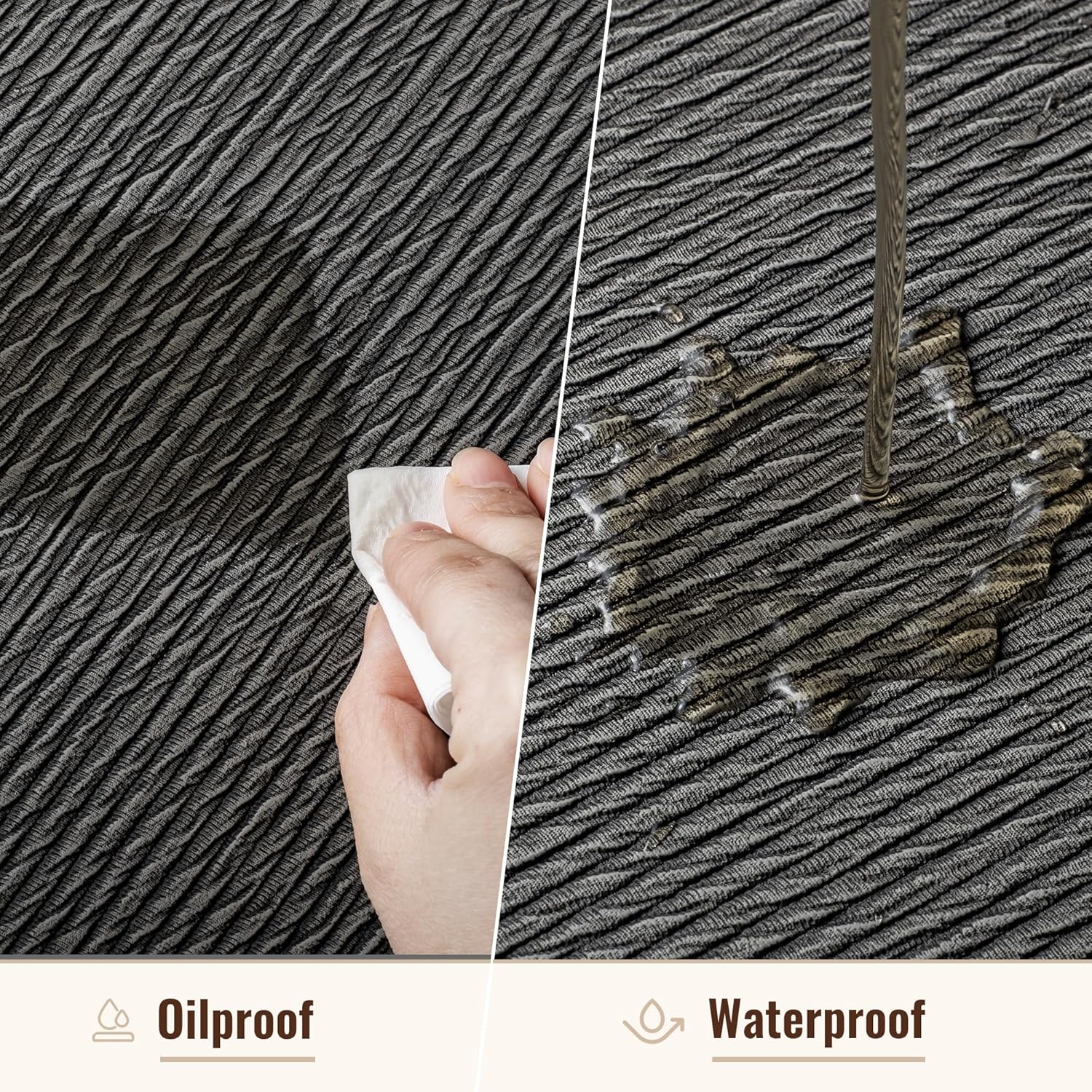 Jovono 15" Faux Leather Big Round Placemats Set of 4 - Washable Heat Resistant Non-Slip Dining Table Mats with Fabric Texture for Kitchen Home Party Decor, Gray