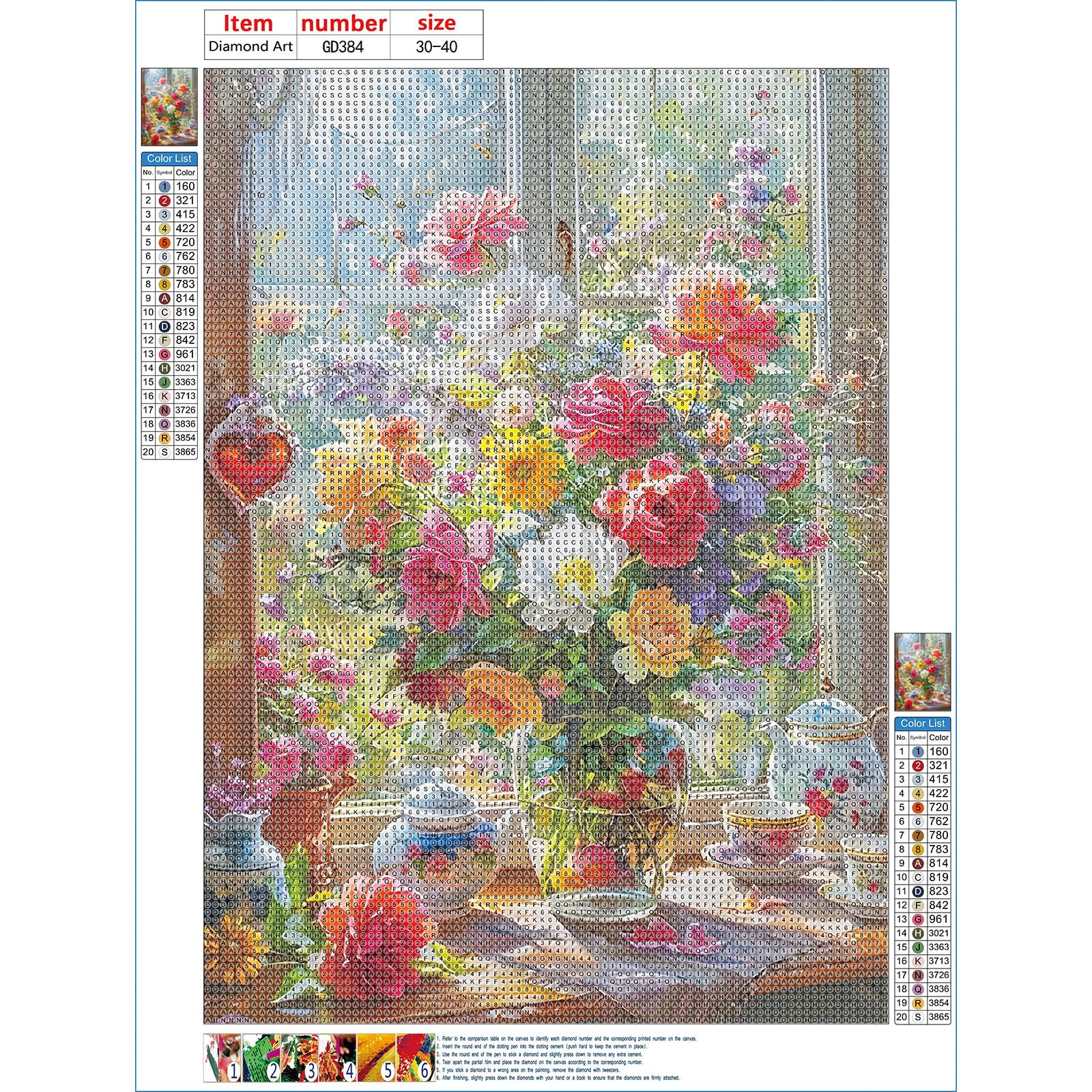 GDYEEH 5D Diamond Painting - Bunte Blumen, 30x40cm, Rundbohrer, Inkl. Werkzeug - Entspannendes DIY-Set