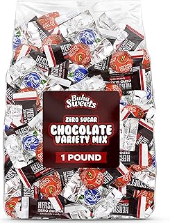 Zero Sugar Chocolate Candy Mix - 1 Pound Bulk Individually Wrapped Assorted Sugar Free Chocolates Candy Variety Pack for Parties, Snacks & Treats