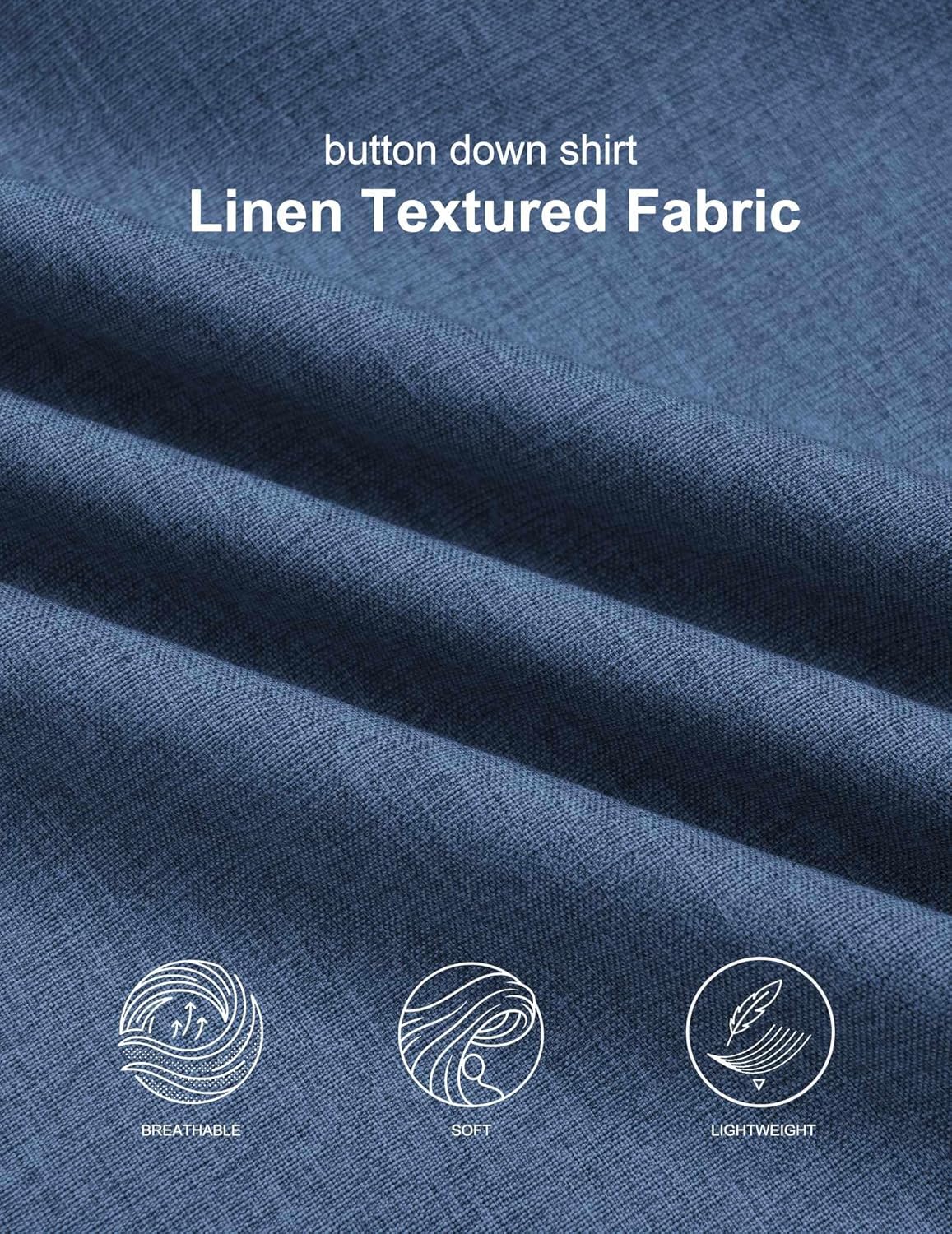 COOFANDY Mens Button Down Shirt Short Sleeve Casual Shirts Summer Beach Wedding Linen Shirt with Pocket - Image 6