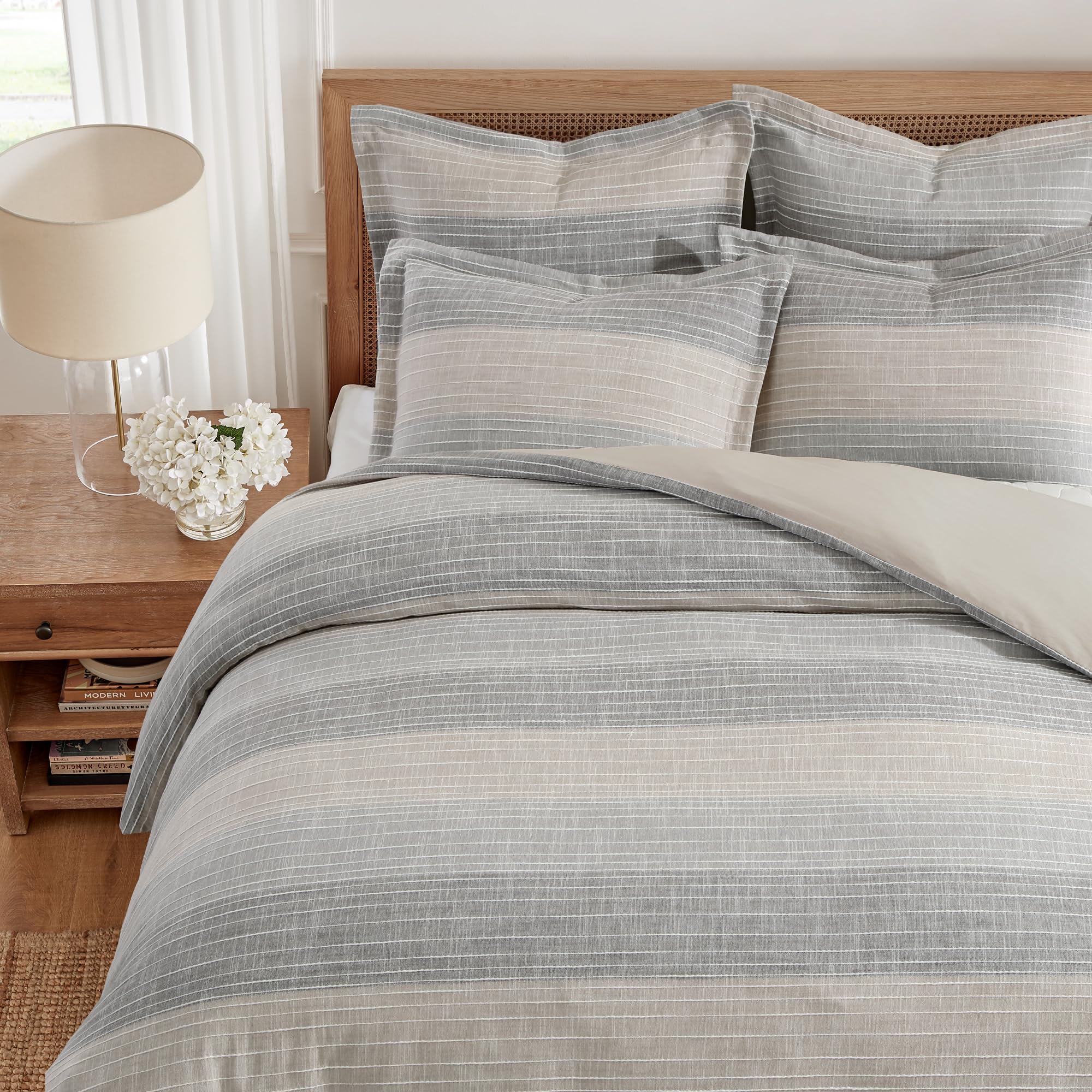 Amazon.com: Levtex Home Sand Stripes Natural Twin Duvet