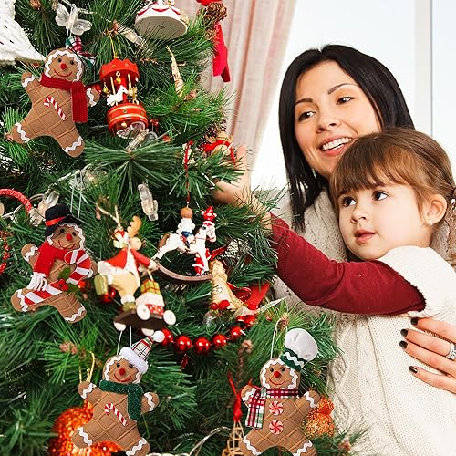 Miniatura 8 de Adornos navideños de hombre de jengibre, adorno de pan de jengibre, hecho a mano, árbol de jengibre, decoración colgante de figuras de pan de