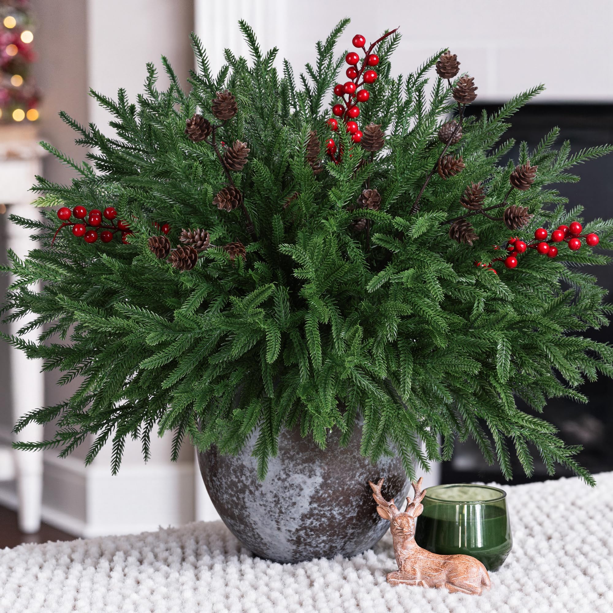 HyeFlora 17-Piece Norfolk Pine Stems