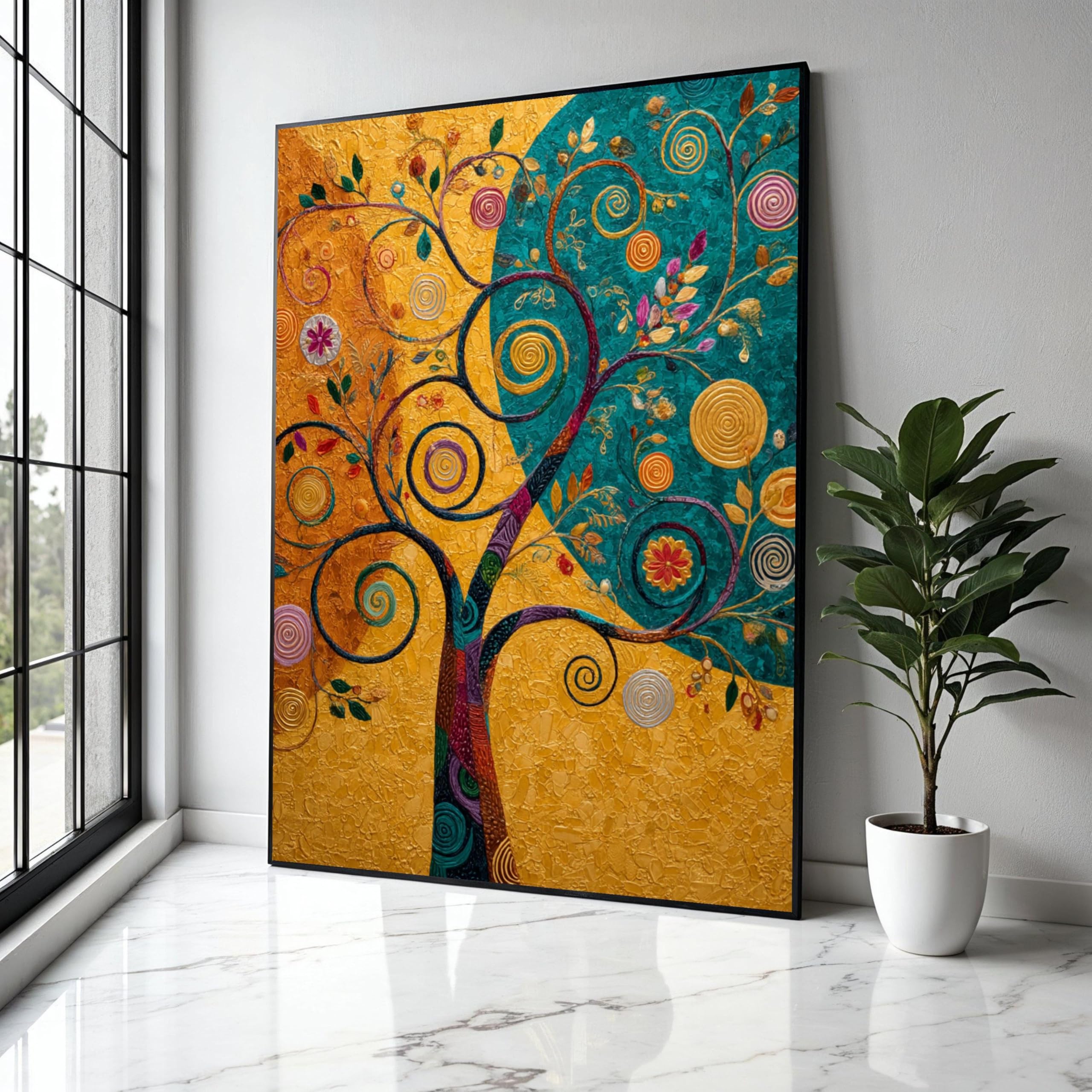 Tableau abstrait arbre pour illuminer un mur blanc triste - 8