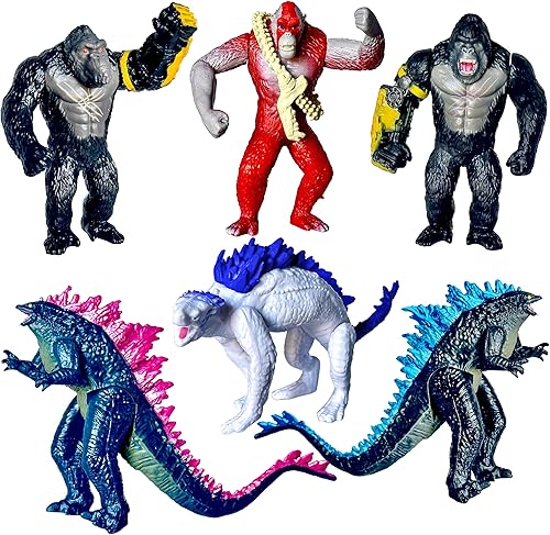 Miniatura 7 de TwCare Juego exclusivo de 7 figuras de acción conjunta movibles de Godzilla vs Kong, King of the Monster Dinosaur Shin Ghidorah Skull Crawler