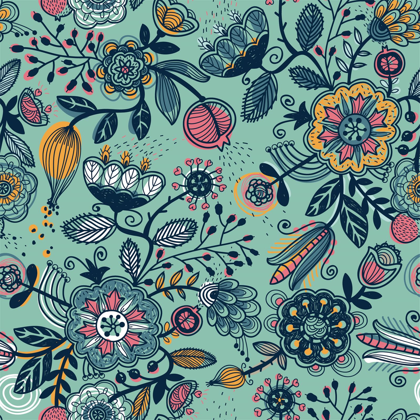 Papel pintado vintage floral rosa y amarillo para decoración de paredes interiores de casa