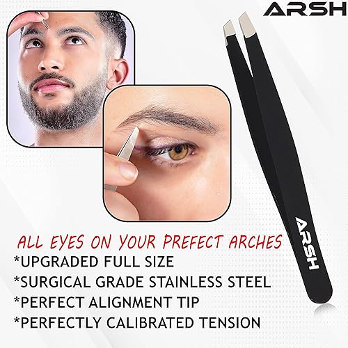 Miniatura 6 de Arsh Eyebrow - Pinzas profesionales para cabello facial para mujeres y hombres, pinzas de precisión de acero inoxidable para cabello encarnado, las