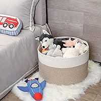 Vista 9 de MINTWOOD Design Canasta decorativa extra grande de 22 x 14 pulgadas de cuerda de algodón tejida para almacenamiento de mantas, cesta para la sala