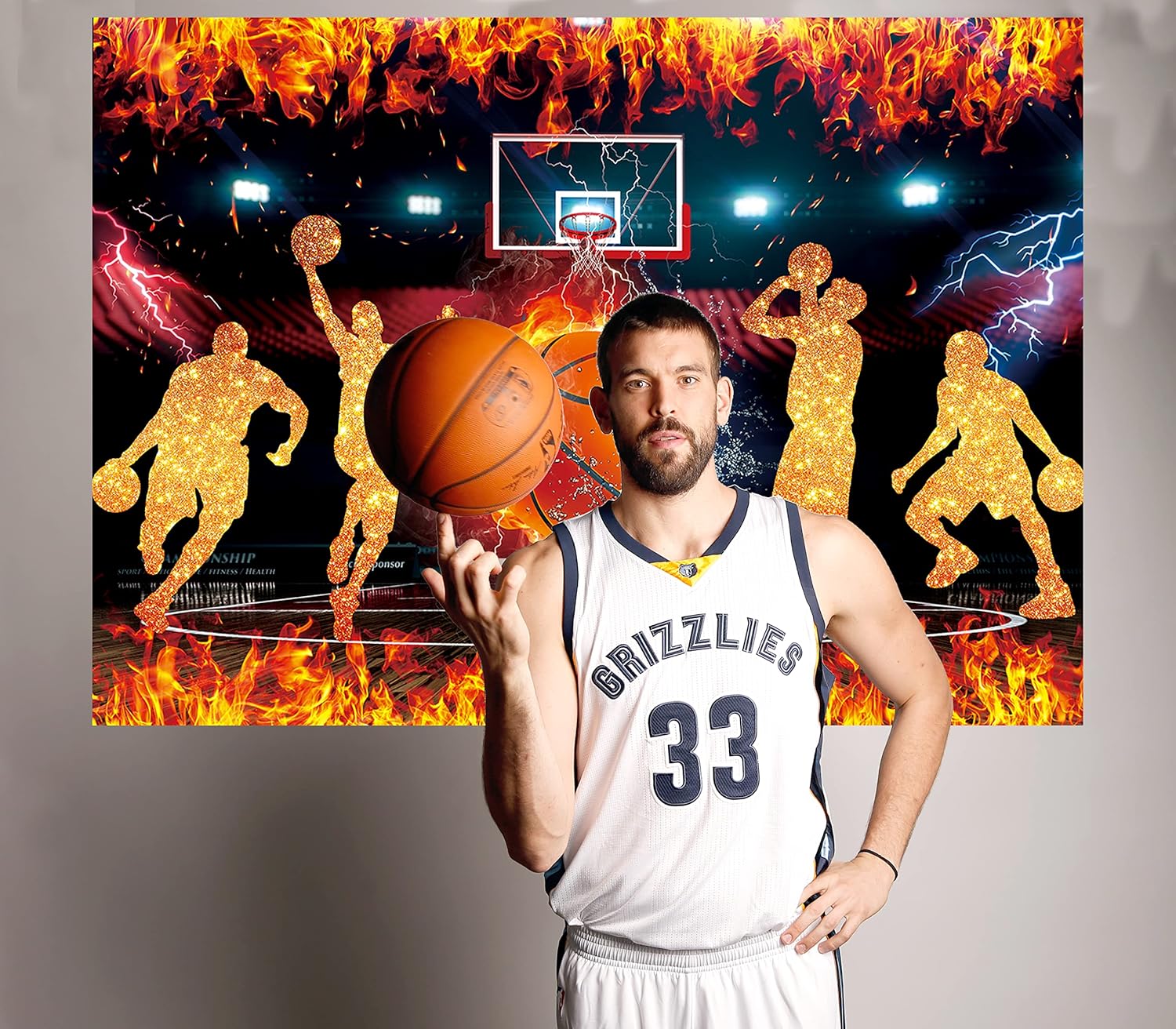 Basketball Theme Backdrop for Photography 7x5FT Star Slam Dunk Basketball Sports Background for Boys Basketball Happy Birthday Party Decorations Supplies - Image 4