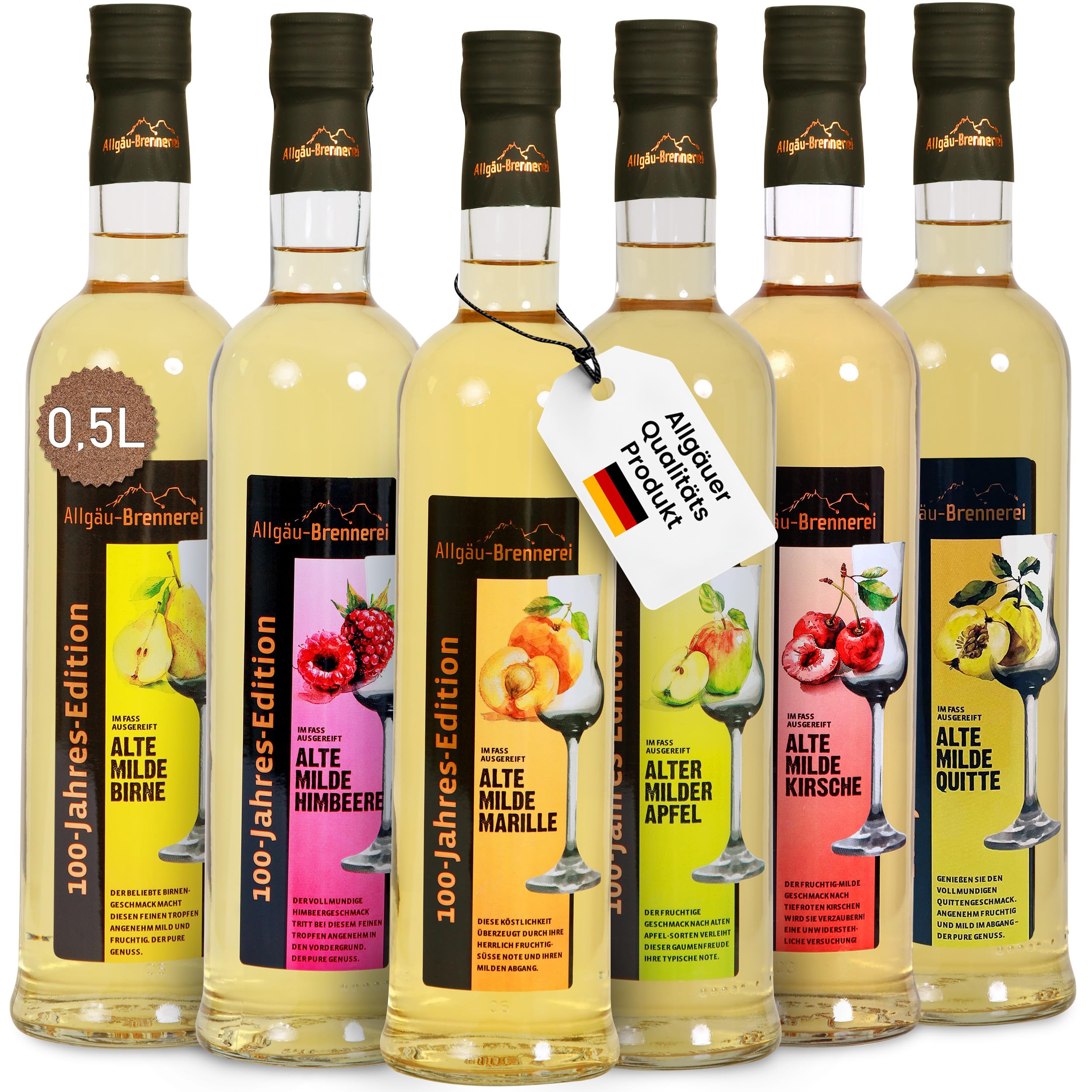Allgäu-Brennerei:"Alte Milde"-Spirituosen - die komplette Serie (6 x 0,5 l)