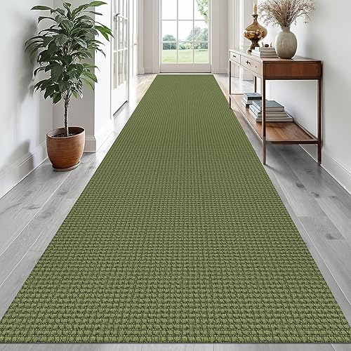 Vista 349 de EARTHALL - Tapete tejido lavable con parte trasera de goma, tapete trenzado de algodón antideslizante para interiores para entrada, pasillo, cocina