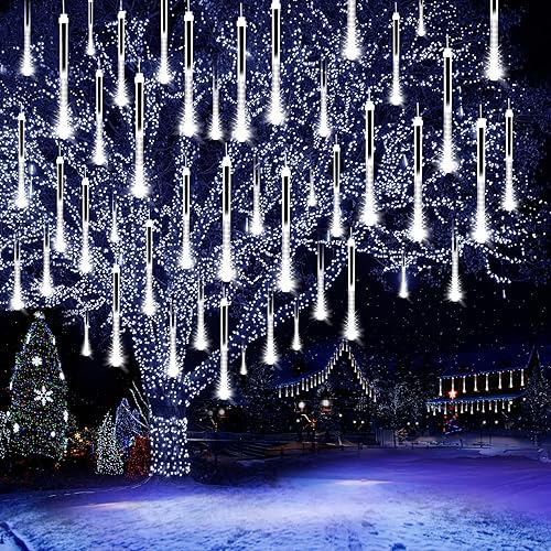 Luces de Navidad para exteriores, 24 tubos 864 luces LED de lluvia de meteoritos de 12 pulgadas, luz de carámbano impermeable para decoración de
