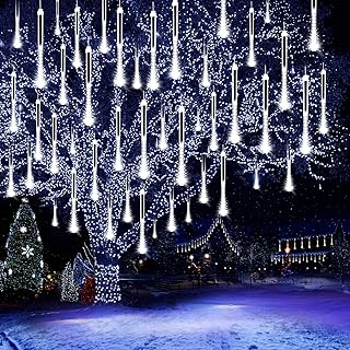 Christmas Lights Outdoor,24 Tubes 864 LED Meteor Shower Lights 12Inch, Waterproof Icicle Light Outdoor Christmas Decorations for Xmas Tree Yard Party, UL Plug, White