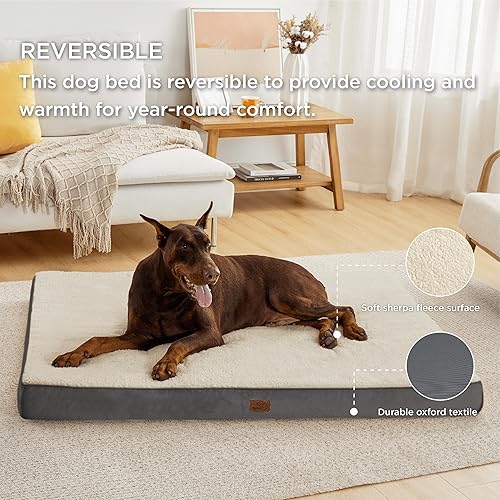 Miniatura 2 de Bedsure Cama para perros grandes tamaño XXL ortopédica con funda extraíble lavable, tapete de espuma para mascotas de espuma para jaula de huevos,