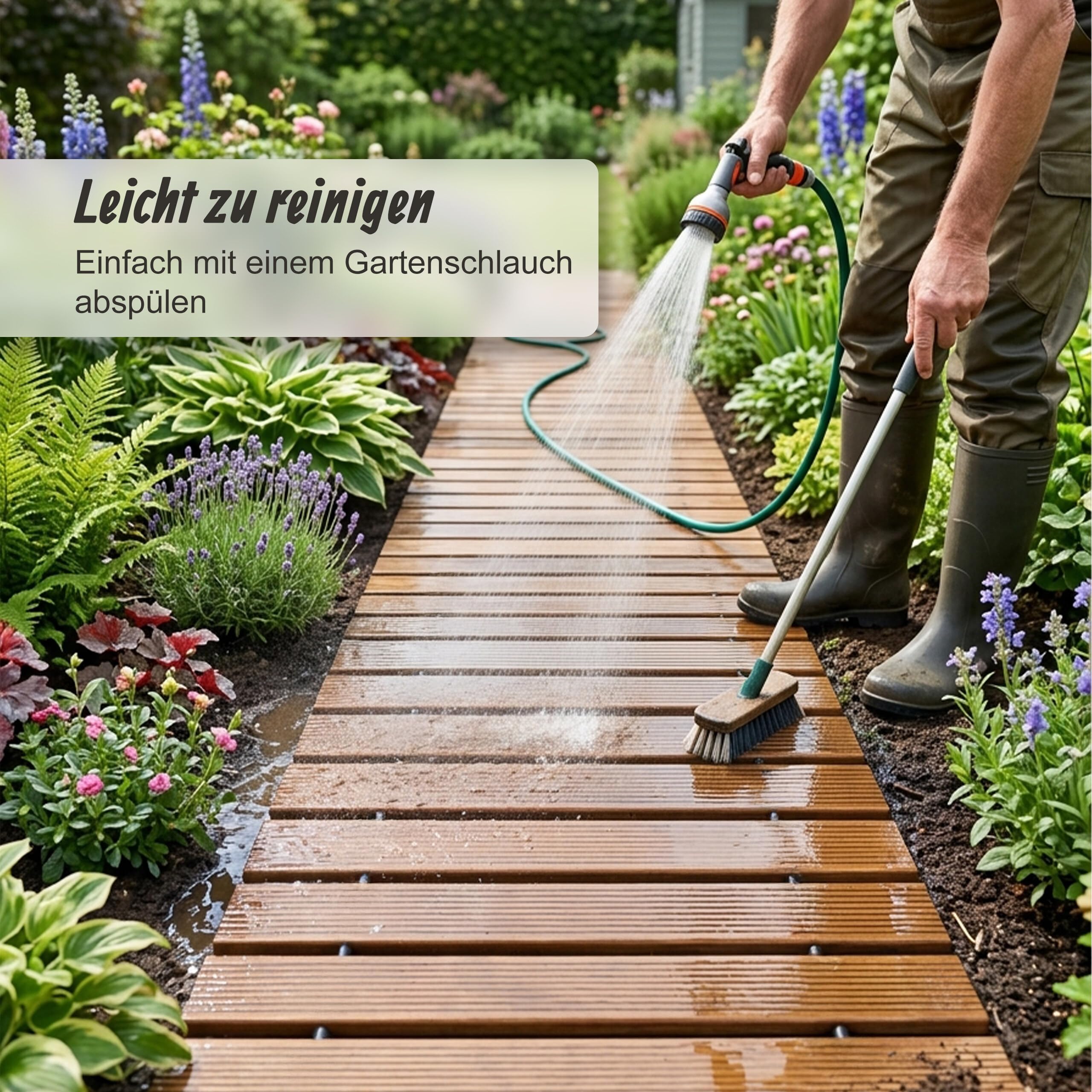 Relaxdays Rollweg Holz, Gartenweg rollbar, Holzweg Rasen, Pool & Strand, rutschfest, HBT: 2x245x55 cm, Gartenpfad, Natur