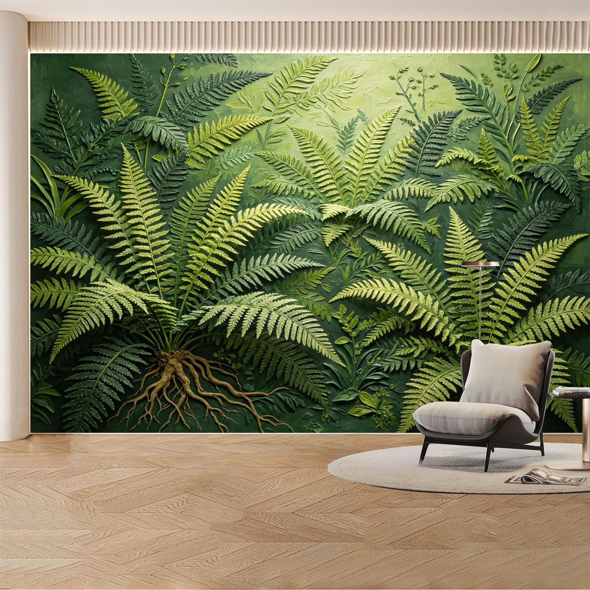 Custom Wall Mural Wallpaper Tropical Fern Forest Landscape Nature 3D Effect Wall Decor Botanical Greenery Removable SelfAdhesive Large Photo for Living Room， Bedroom， Office