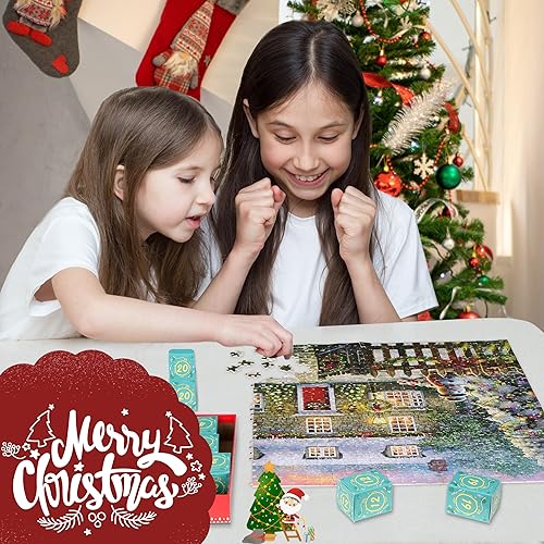 Miniatura 6 de Wowok Calendario de Adviento 2024 Rompecabezas de Navidad - Rompecabezas de Navidad para adultos y niños, 24 piezas, 1008 piezas, rompecabezas de