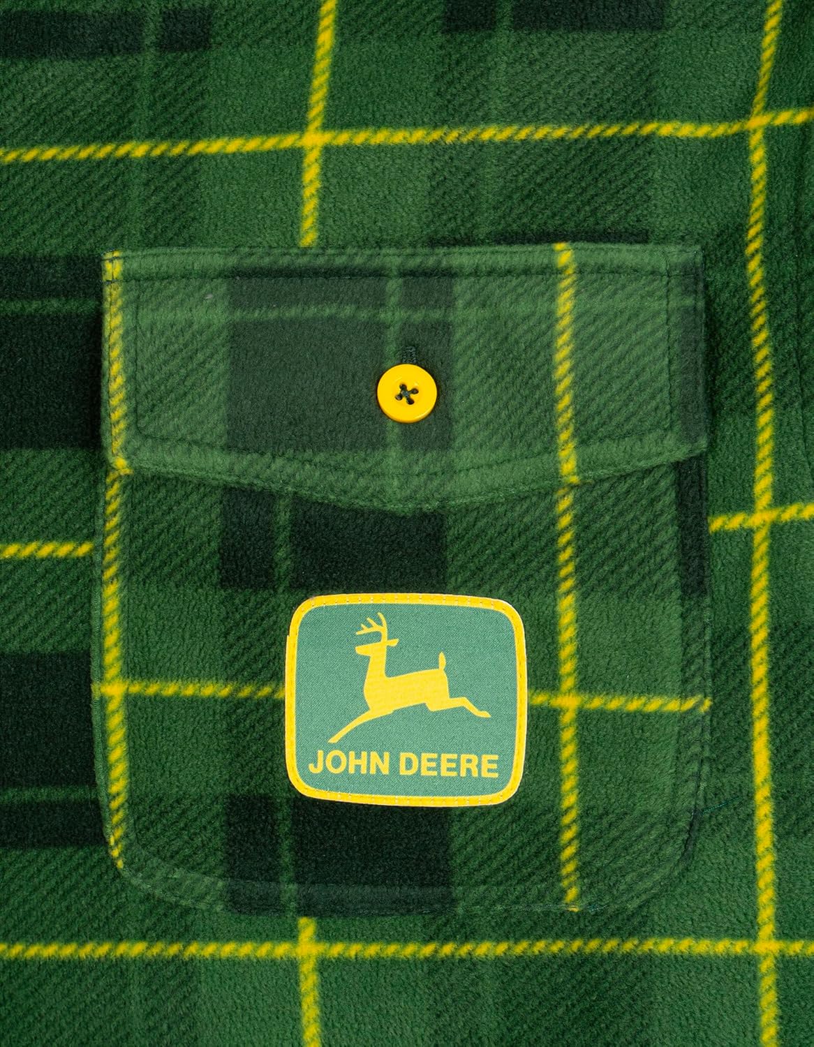 John Deere Tractor Plaid Flannel Shacket with Fleece Lining Toddler to Adult Sizes (2T - 2XL)
