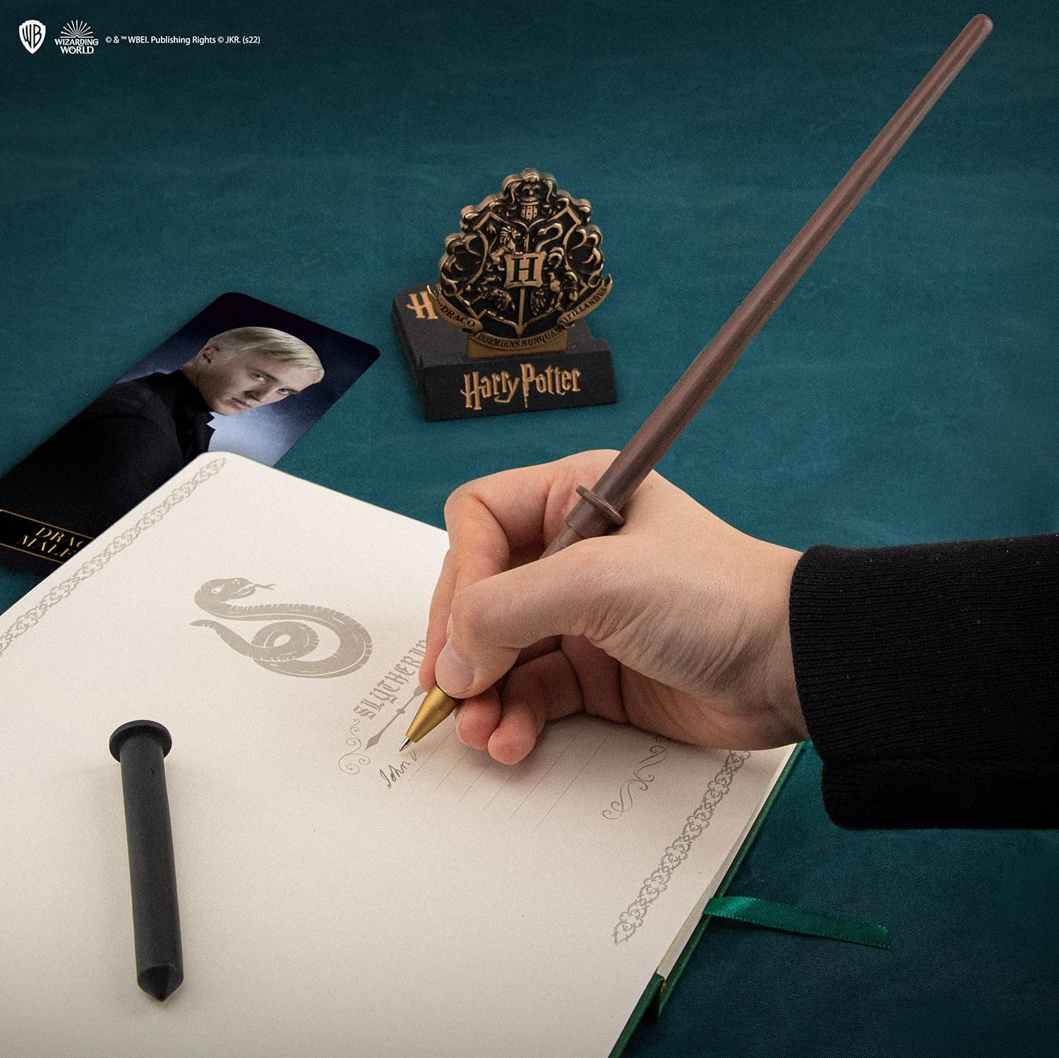 Cinereplicas Harry Potter Drago Malefoy Wand Pen with Base and Lenticular Bookmark
