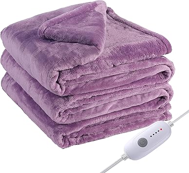 Electric Heated Blanket Full Size 72"x84", Cozy Large Oversized, 5 Heating Levels & 10 Hours Auto Off, Cozy for Bed, Sofa, & Office, Machine Washable, Purple