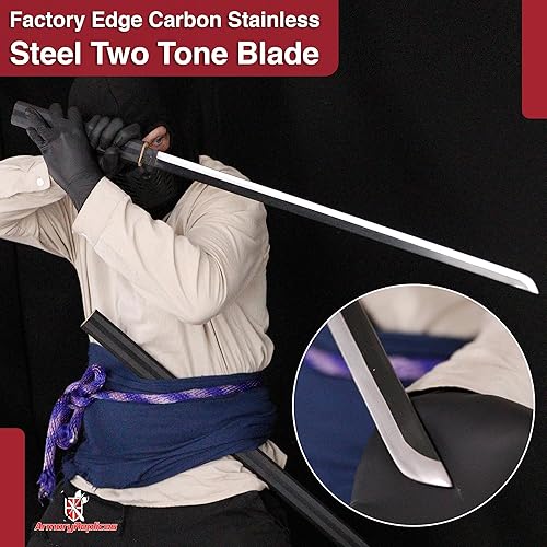 Miniatura 5 de Espada Ninja de corte de hierba Sasuke fabricada a mano Replica de espada Straitblade coleccionable de acero al carbono