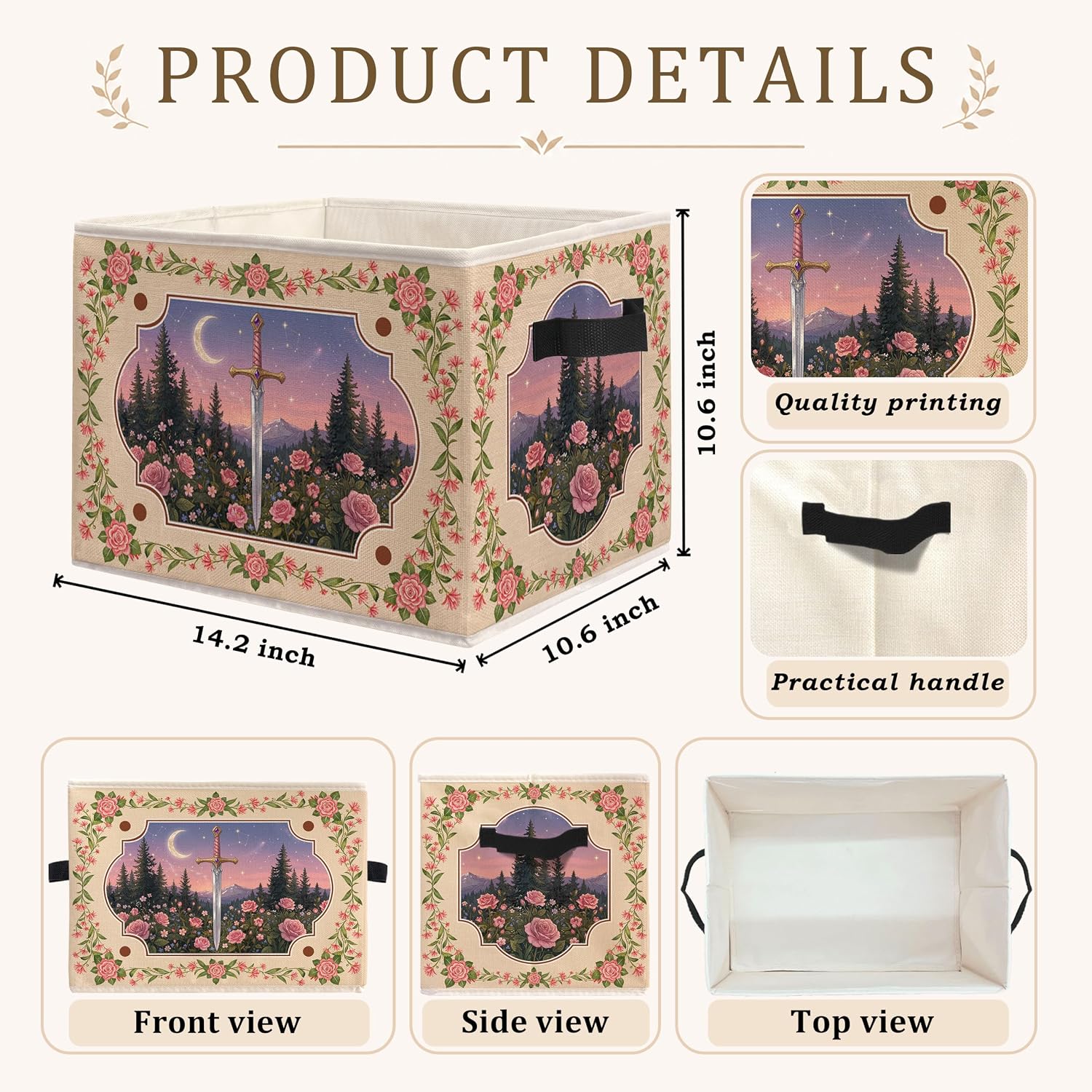 Fairycore Pink Rose Forest Foldable Storage Bins Box