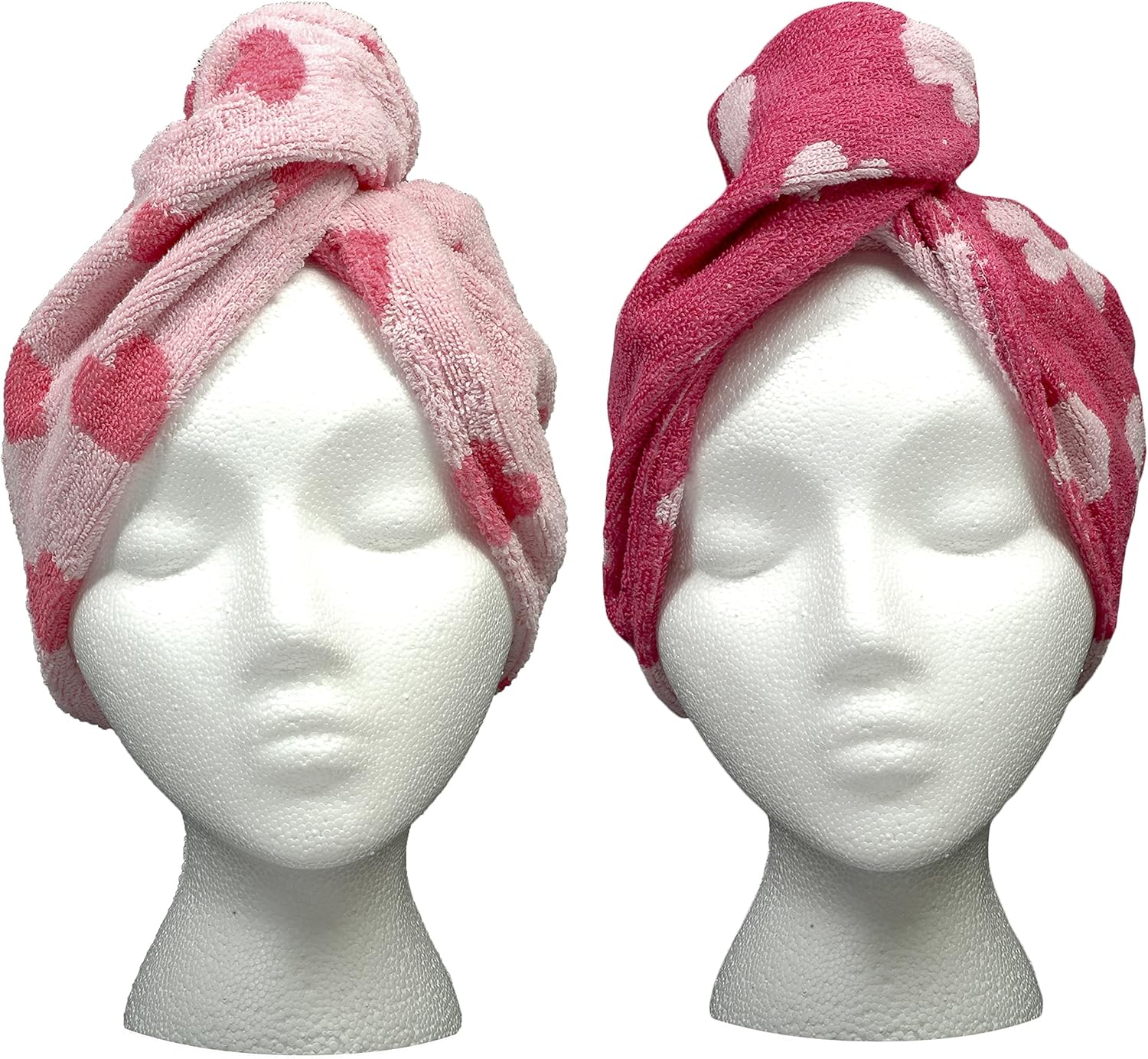 Turbie Twist Cotton Super Absorbent Hair Towel (2 Pack) Pink Hearts Beauty