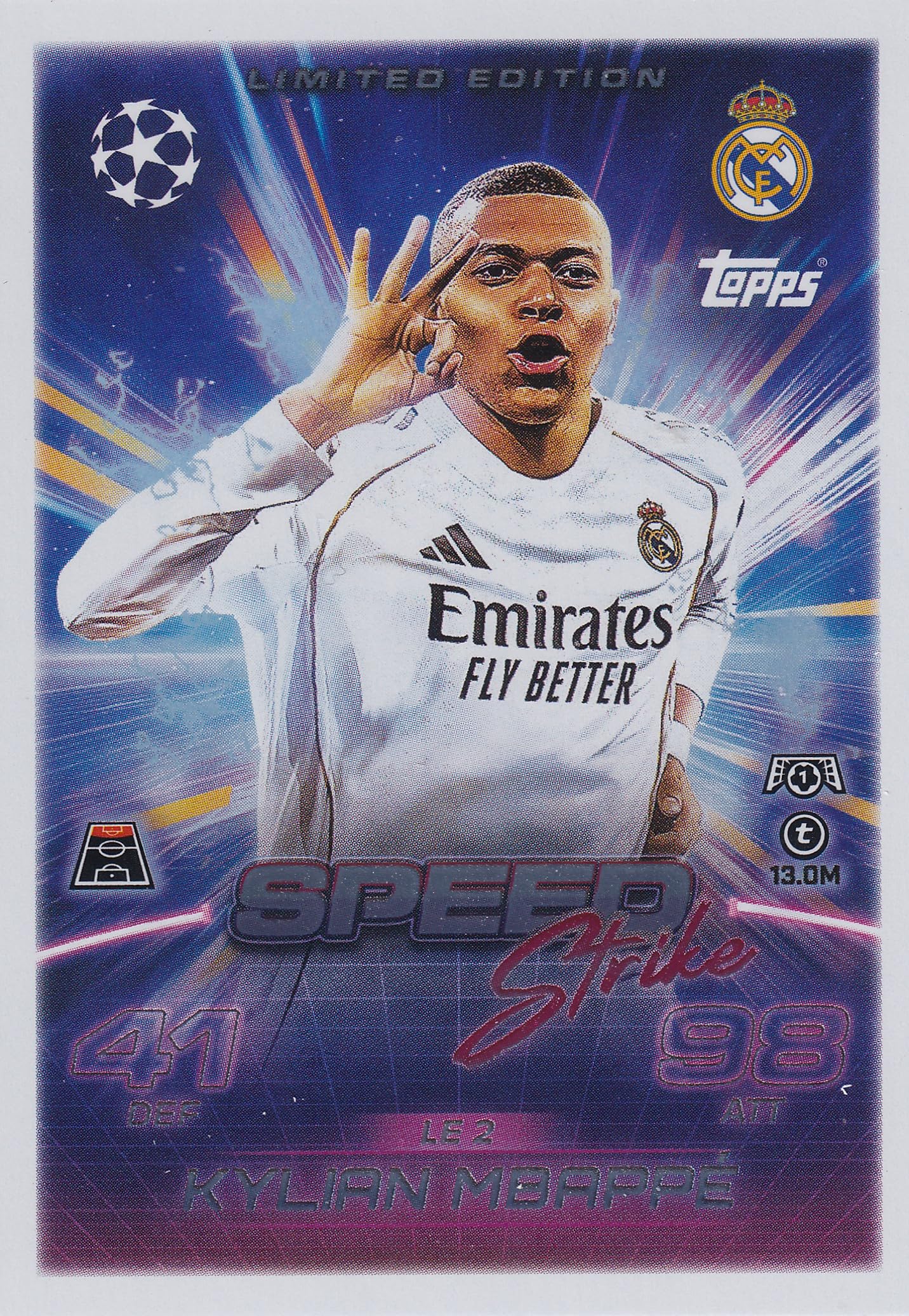 Match Attax 2025 2026 Mbappe Speed Strike Limited Edition LE2 Trading Card