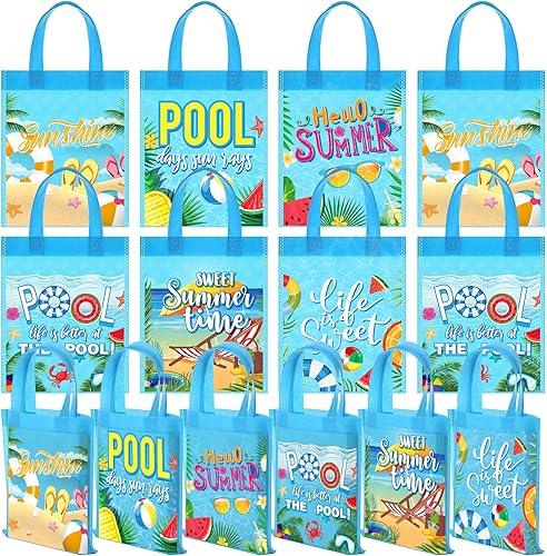 24 bolsas de regalo de fiesta de piscina de verano, bolsas de regalo de pelota de playa, bolsas de golosinas, suministros de decoración de fiesta