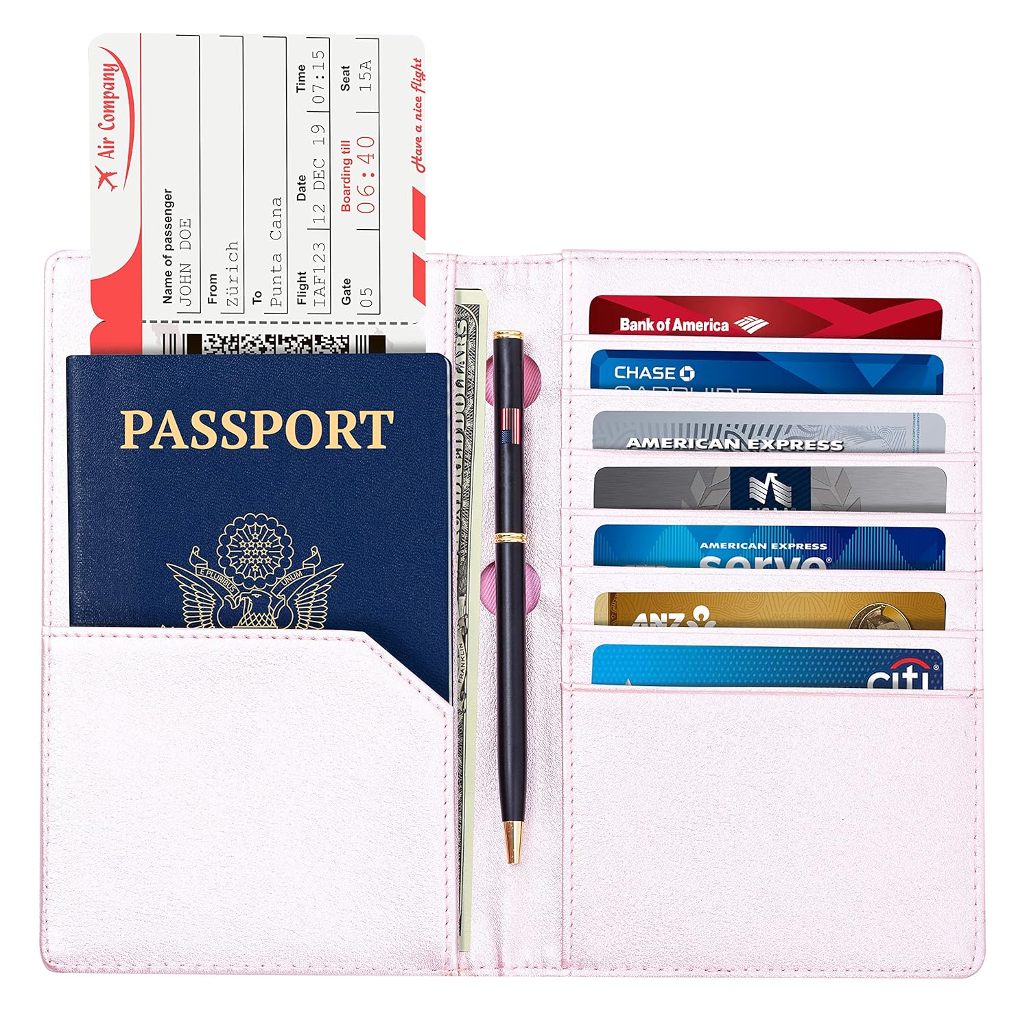 Travel Wallet and Passport Holder Document Organizer for Men Women