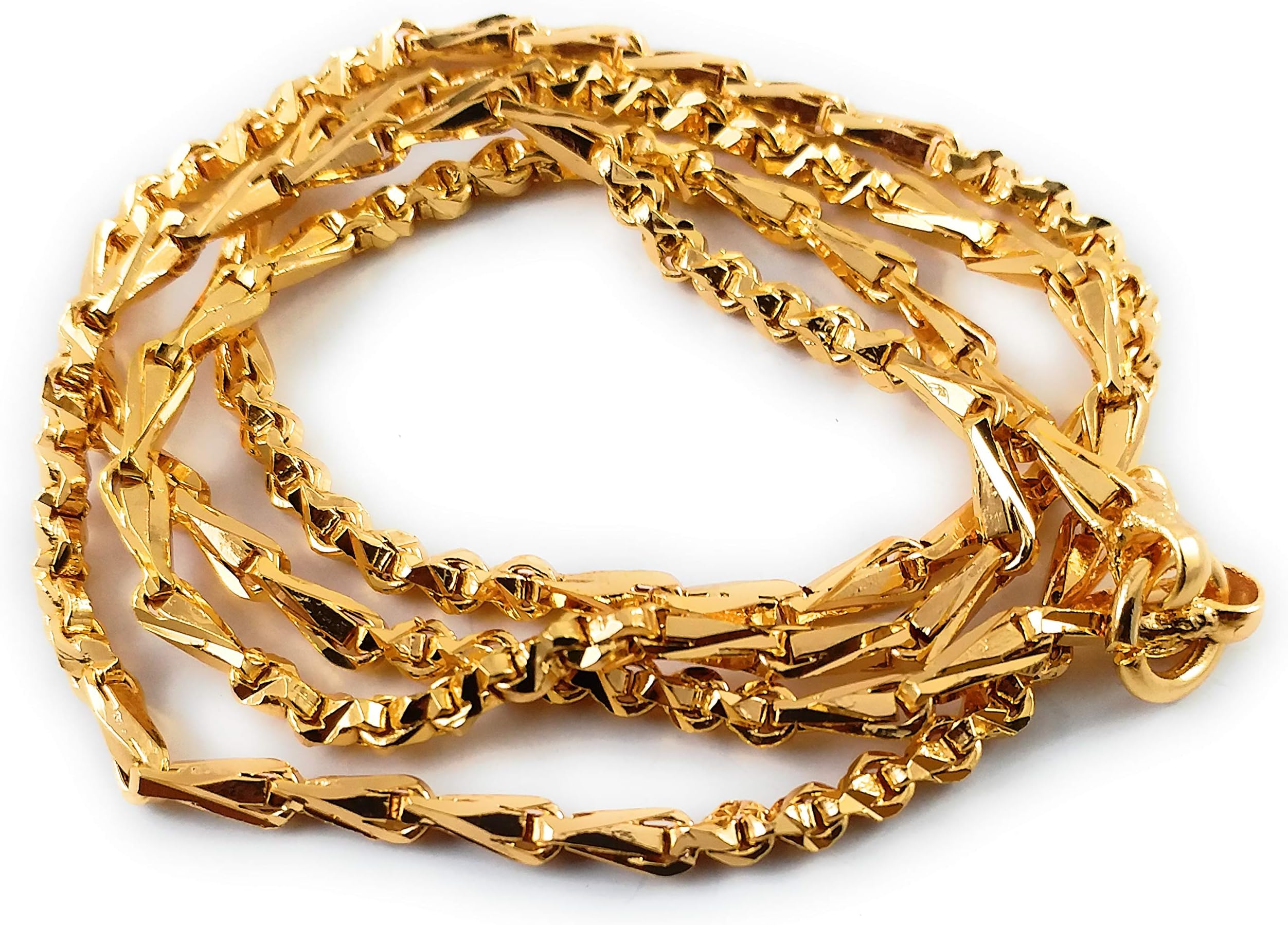 AFJ GOLD 1 Gram Micro Gold Plated Traditional Designer Fashion Jewellery Chain for Women & Girls