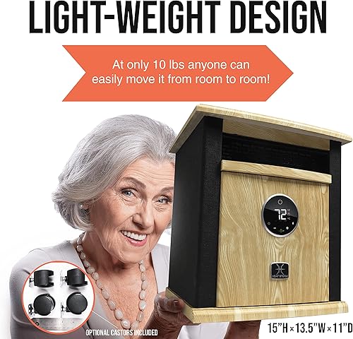 Miniatura 10 de Heat Storm - Calentador eléctrico de espacios, portátil, 1500 watts, calentador de gabinete de elemento de cuarzo infrarrojo con termostato digital,