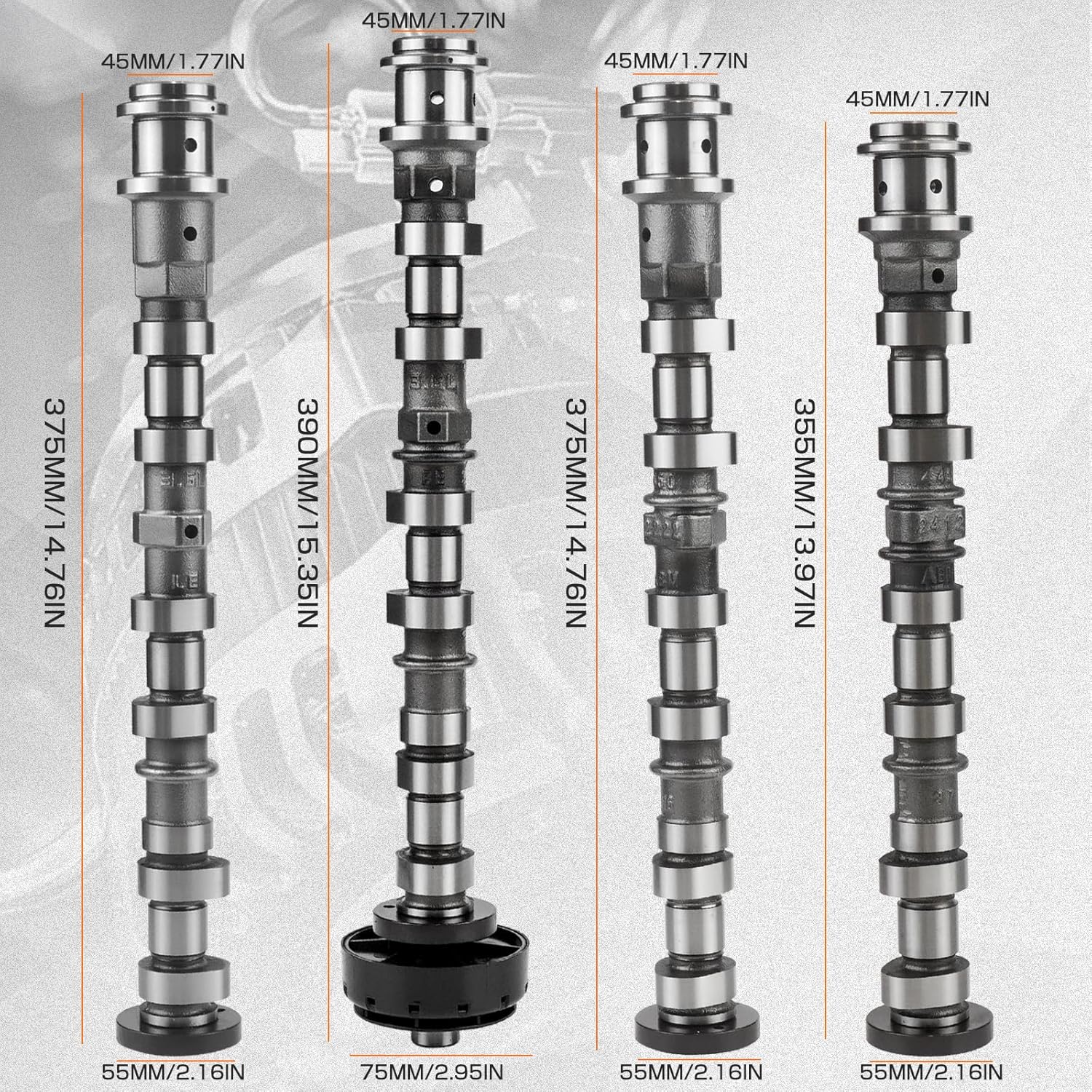 4PCS Left Right Intake Exhaust Engine Camshaft Compatible with Chrysler Dodge Ram Jeep 3.6L V6 2011-2023 Replace for 5184377AG 5184378AG 5184379AG 5184380AG