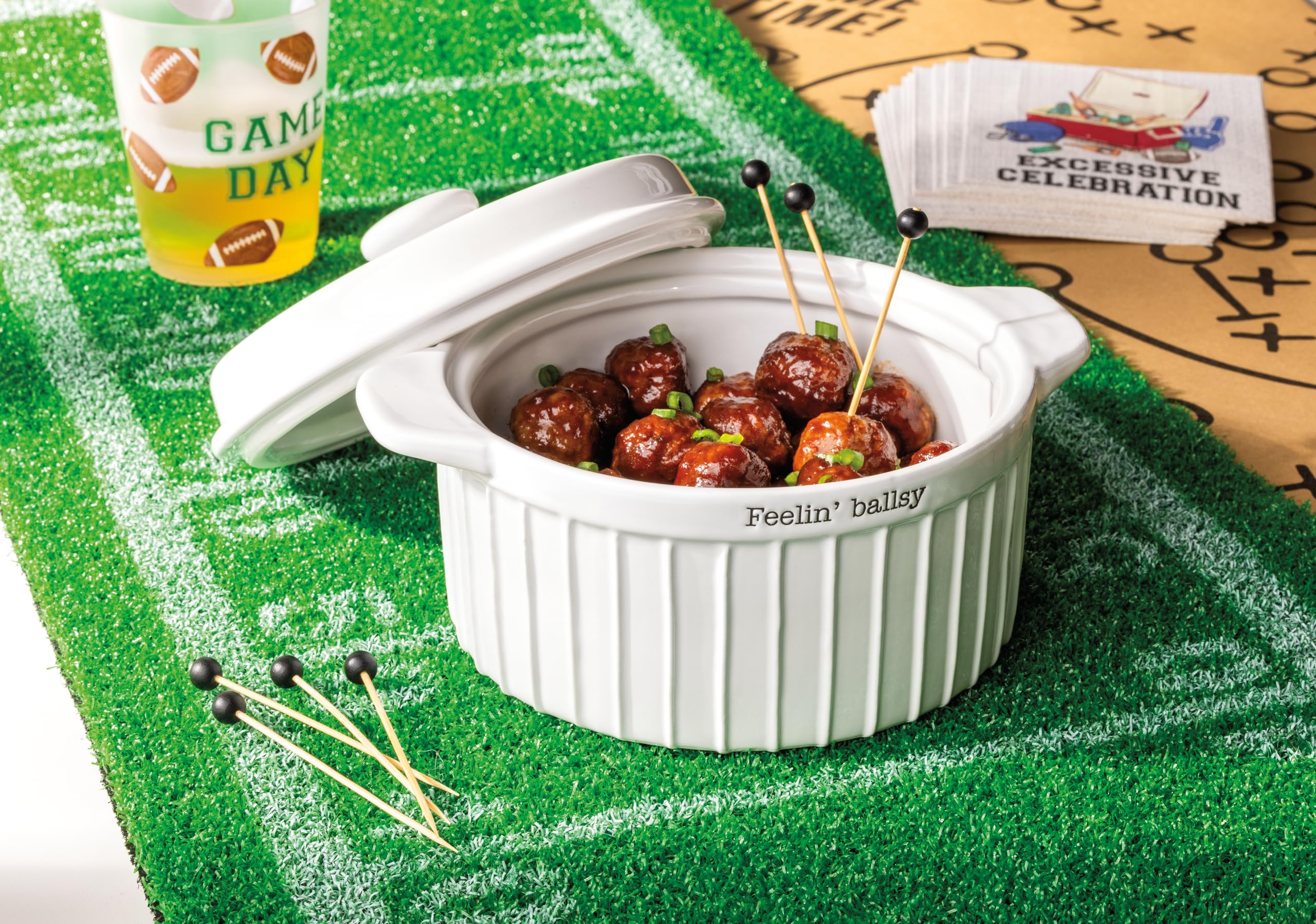 Amazon.com | Mud Pie Meatball Serving Bowl and Toothpick Set