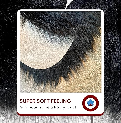 Miniatura 38 de Alfombra de lujo de piel de oveja sintética Alfombra esponjosa para dormitorio, sala de estar, habitación de los niños, alfombra suave y Marrón