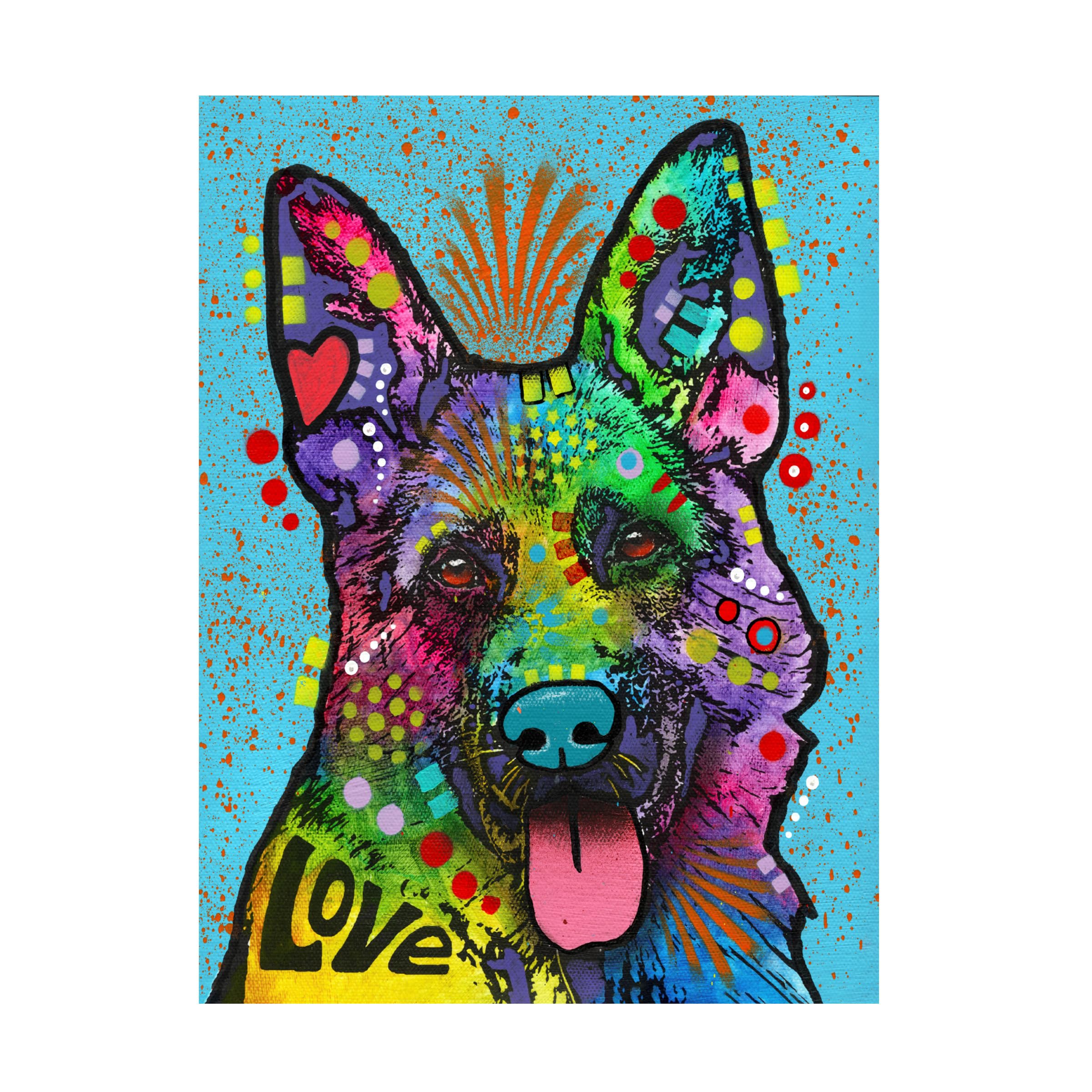 Trademark Fine Art Canvas Wall Art - Dean Russo 'German Shepherd Love Collection' Wall Art for Living Room, Bedroom, or Office Décor 18 x 24 Inches