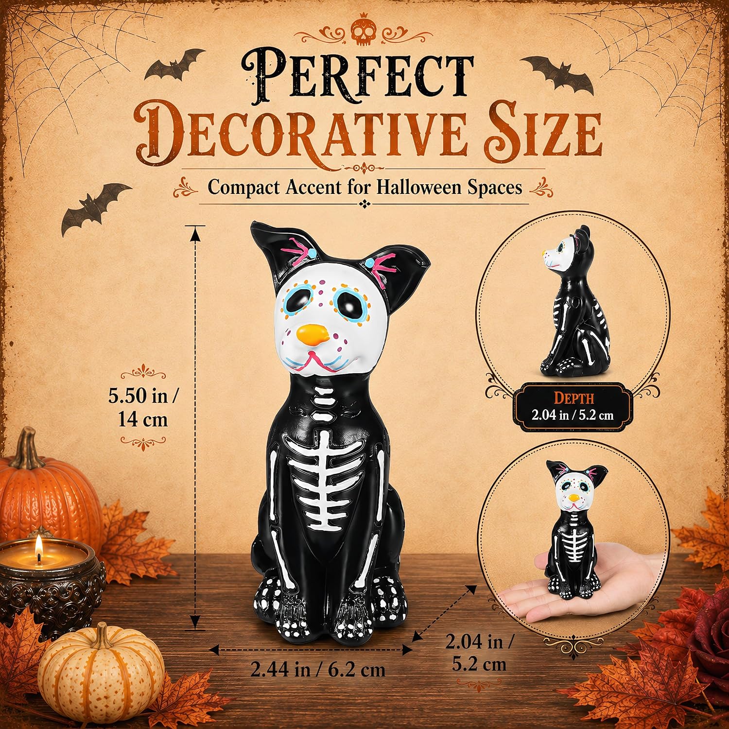 Day of the Dead Dog Figurine Halloween Sugar Skull Resin Statue Decor image 4