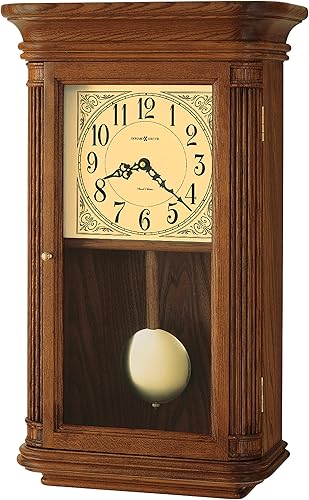 Howard Miller Westbrook - Reloj de pared 625-281 Oak Yorkshire Home Decor con péndulo de madera Bob de latón con cuarzo movimiento de doble
