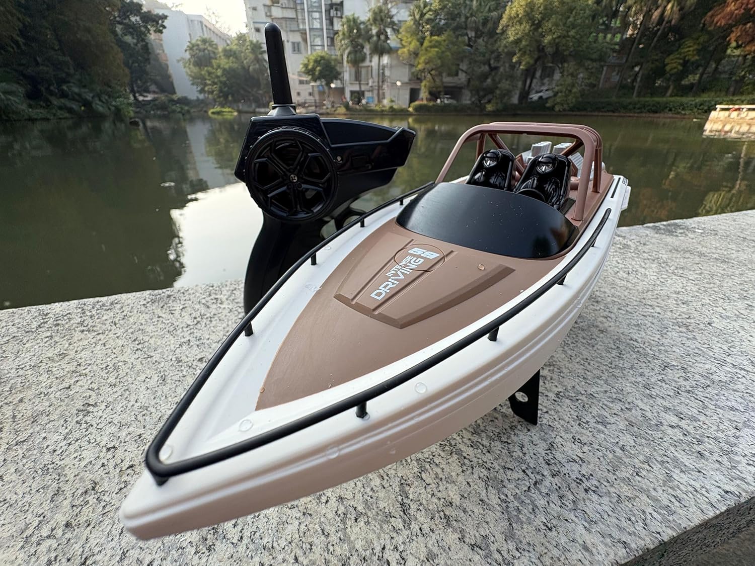 SOWOFA Remote Control Boat 4CH Electric Watercraft RC Sail Double-People Boats 15km/h for Lake Pool Suitable for Adults 14y+（Dual Battery Version）