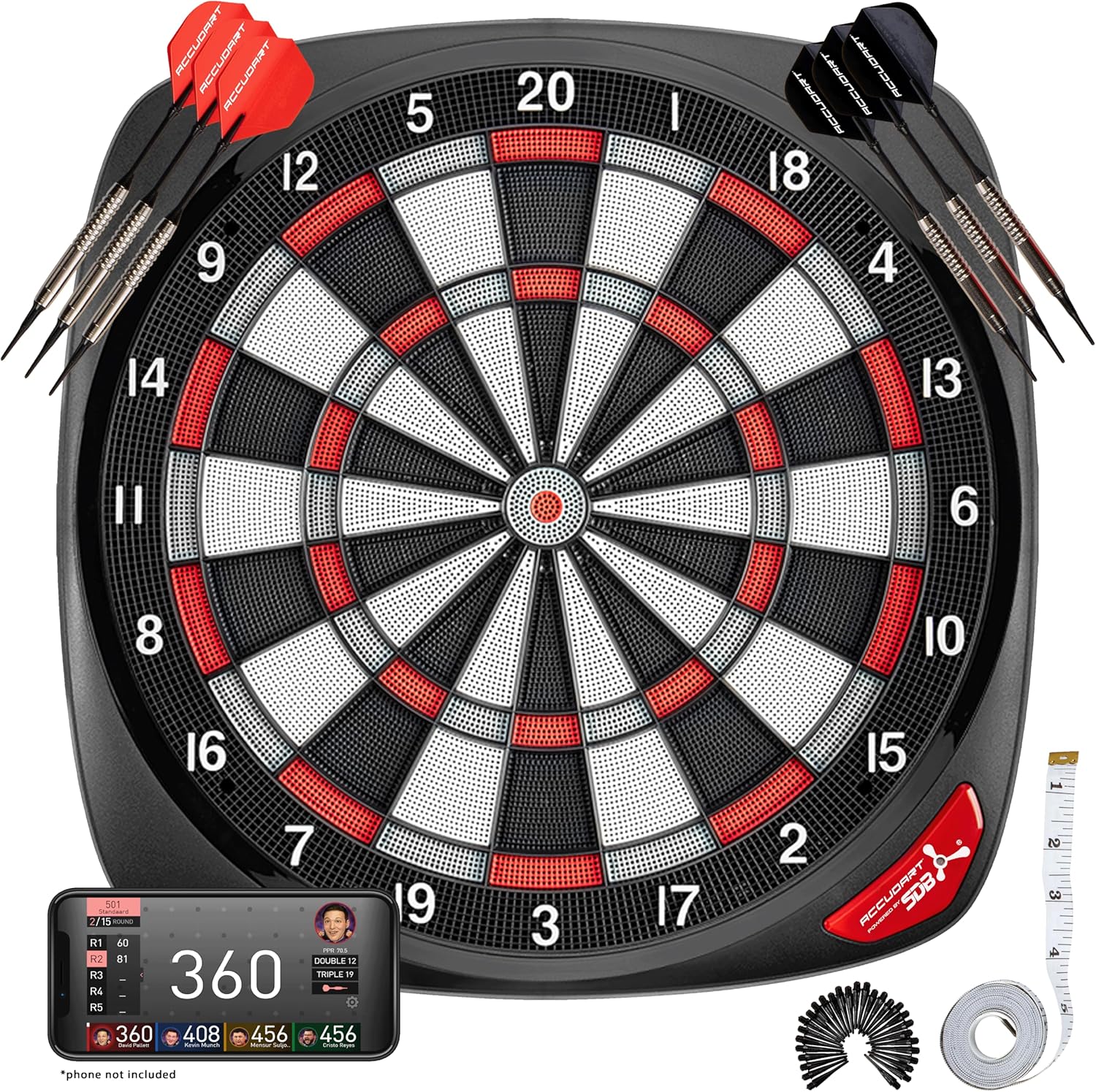 Accudart SDBA1 and SDBC4 Electronic Soft Tip Smart Dartboard with Online Game Play