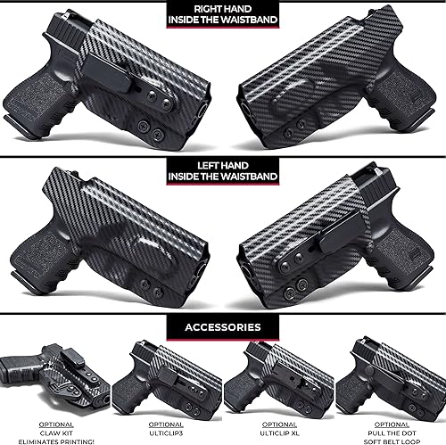 Miniatura 4 de Óptica redondeadaRMR corte plegable IWB KYDEX Holster  Compatible con garras  Retención 'Posi-Click'  Ajuste personalizado  Inclinación y altura de