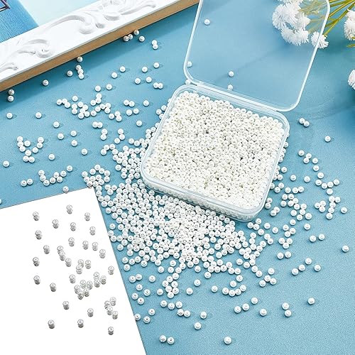Miniatura 3 de PH PandaHall Qaulity - Cuentas de perlas de cristal, 2000 piezas de 0.118 pulgadas (0.118in), pequeñas cuentas espaciadoras redondas sueltas para