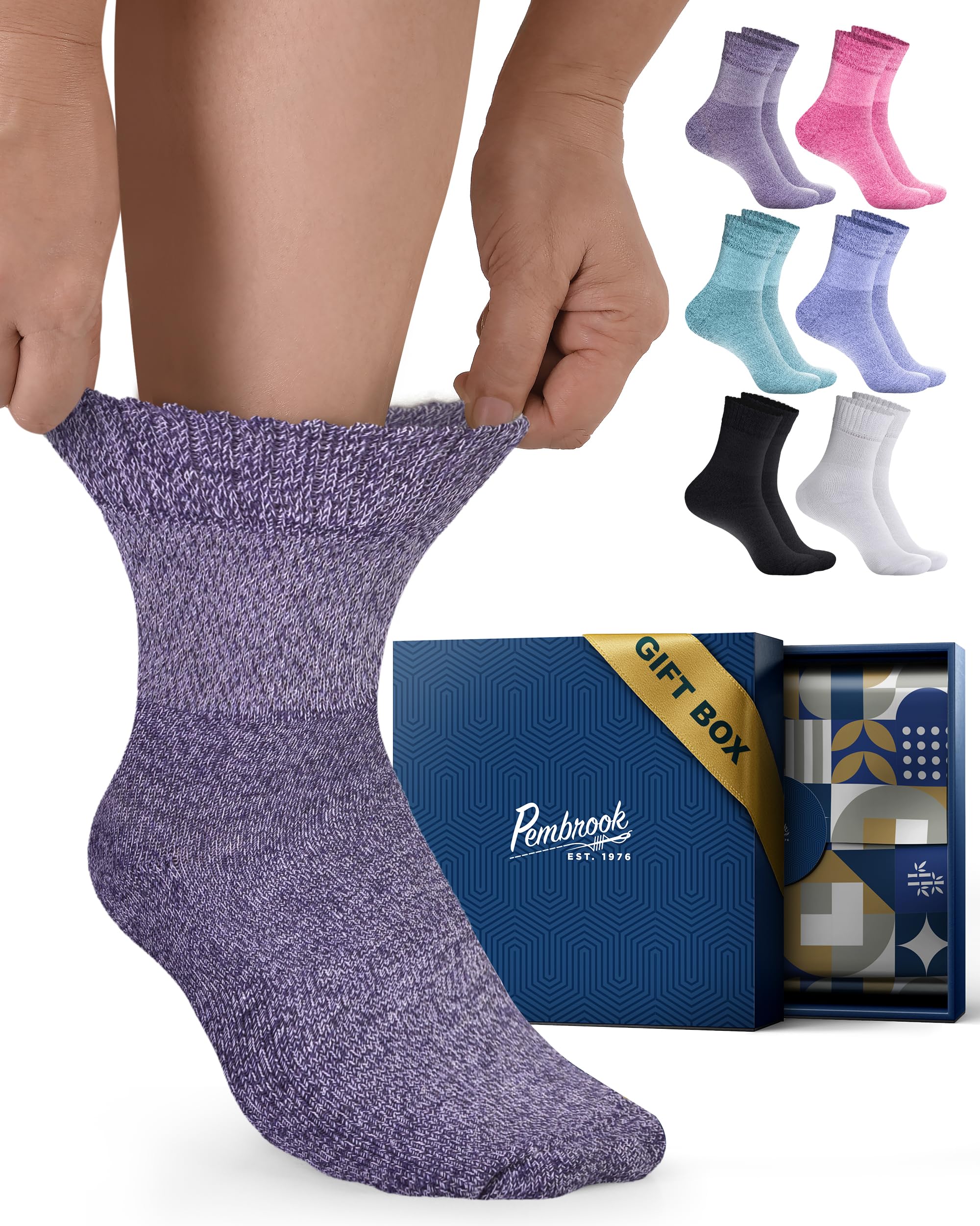 Pembrook® Bamboo Viscose Ankle Diabetic Socks for Women &amp; Men - 6 Pairs