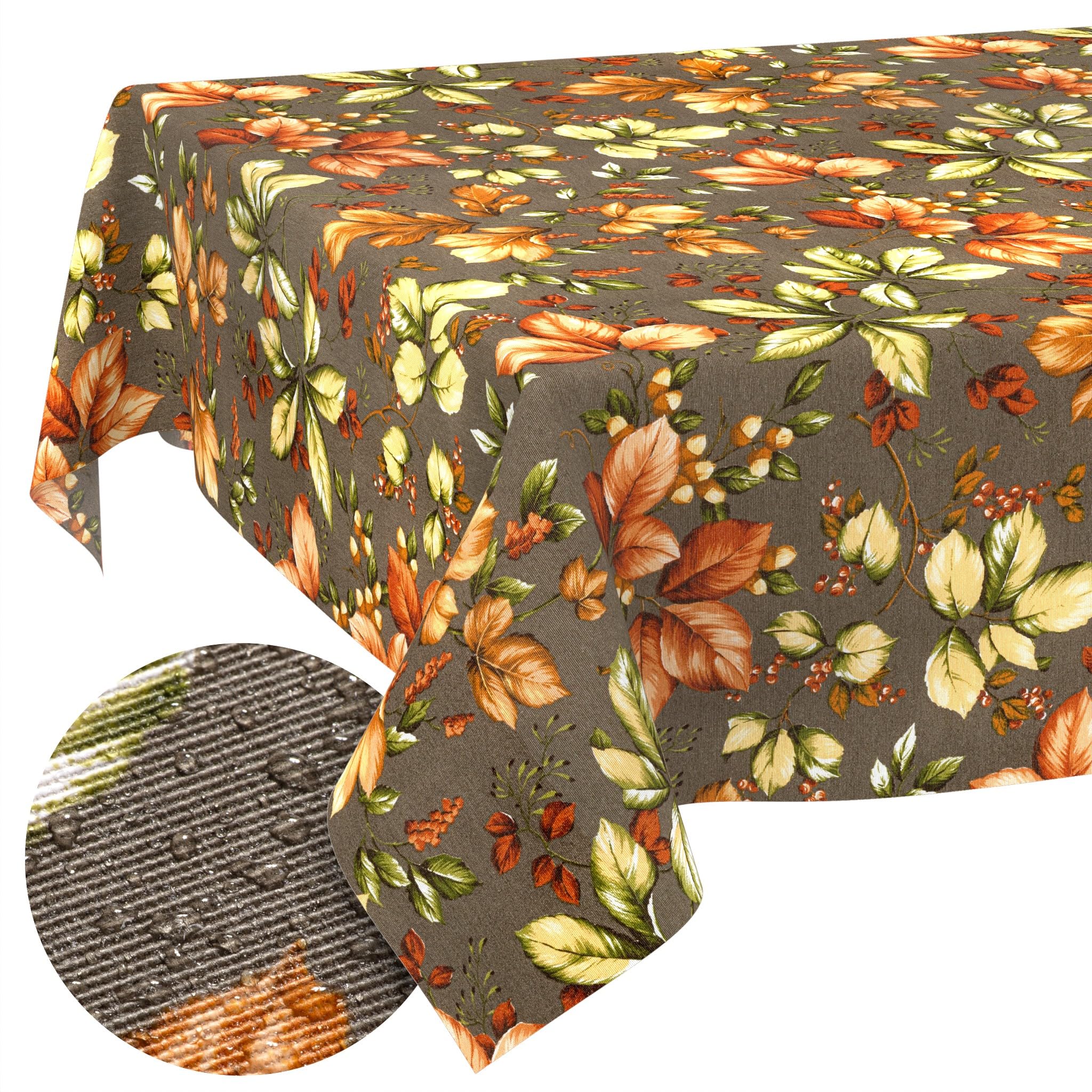 Nappe lavable automne rectangulaire 500x140 cm imperméable effet lotus