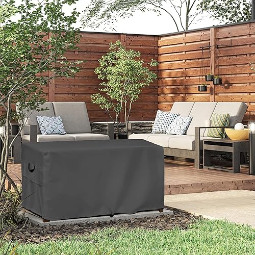 Miniatura 7 de ULTCOVER Caja de almacenamiento para banco de cubierta de patio - Cubiertas impermeables para mesa de hoguera rectangular al aire libre 44 x 28
